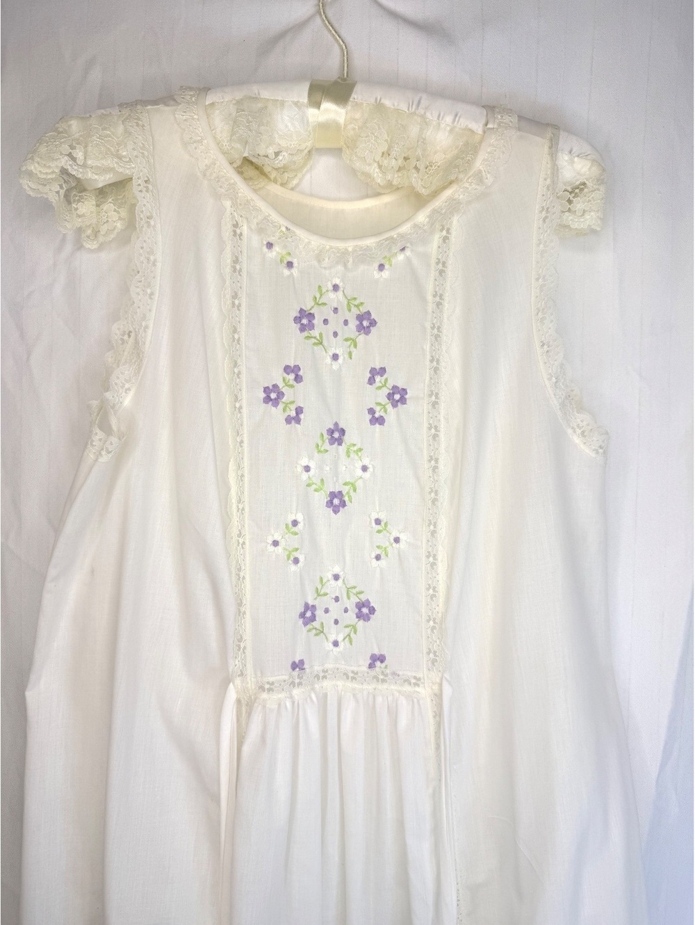 80s Gilead Embroidered Floral Cottagecore Prairie Nightgown Maxi Lace Ruffle